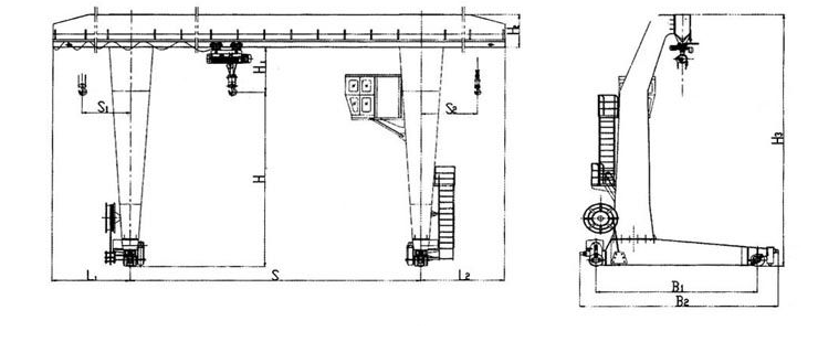 L型電葫蘆門式起重機(jī)結(jié)構(gòu)圖