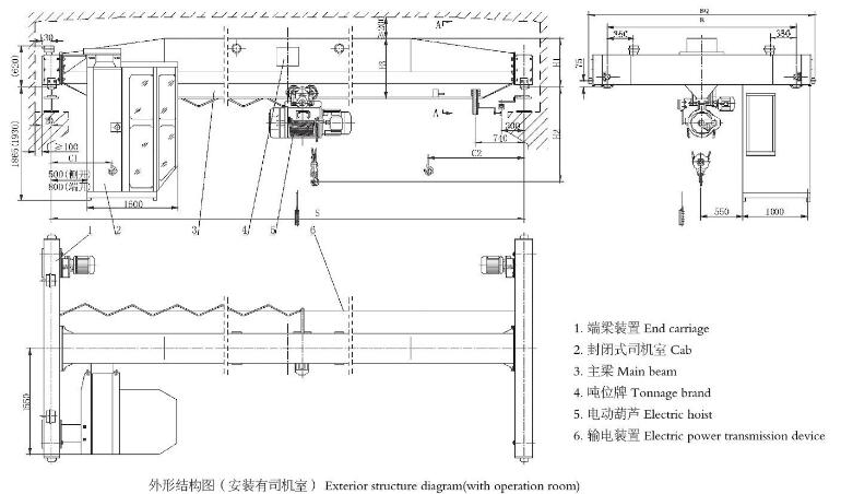 16噸電動單梁起重機結(jié)構(gòu)圖